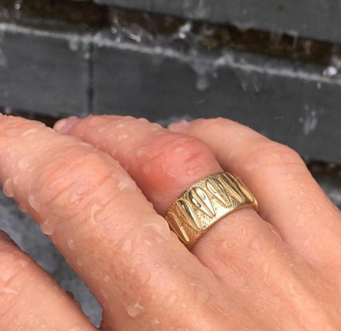 Lotus unisex ring, gold