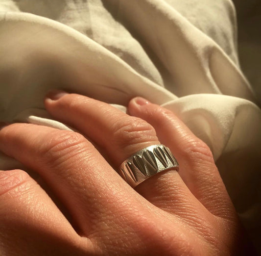 Lotus unisex ring, silver