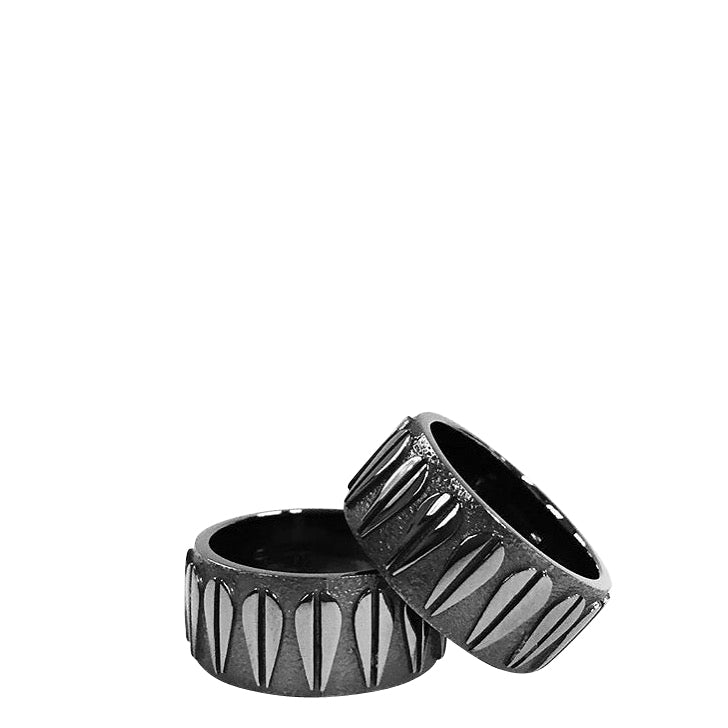 Lotus unisex ring, black